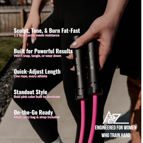 Evo Rope | 1.1LB Weighted Jump Rope for Women & Men – Adjustable 10mm Heavy PVC Skipping Rope for Fitness, Ideal for High-Intensity Training, MMA, Boxing, CrossFit, Weight-loss Workouts