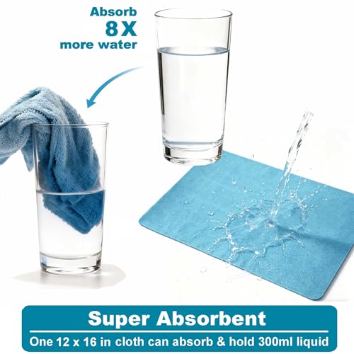 Quick Dry Towels & Washcloths 8 Pack,12 X 16 in | Absorbent,Wring out Easily