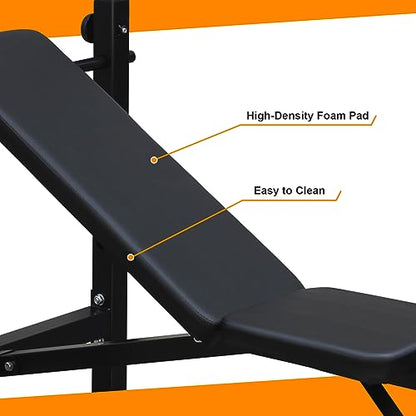Adjustable Weight Bench, Bench Press Rack, Leg Exercises Preacher Curl Rack for Home Gym Full Body Workout, Black