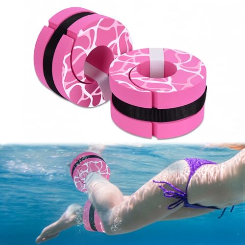 Hikeen Swim Aquatic Cuffs,High-Density EVA Water Aerobics Float Ring Fitness Pool Exercise Weights Set, Water Ankles Arms Belts with Adjustable Float for Swim Fitness Training