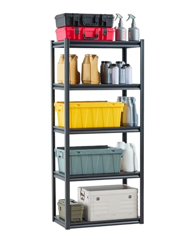 VEVOR Storage Shelves, 2000 lbs, 5 Tier Garage Storage Shelving, 18" D x 32" W x 72" H Adjustable Metal Shelves for Garage Shelves Utility Rack Shelf, Ideal for Kitchen, Warehouse, Basement, Black - size: 18" D x 32" W x 72" H