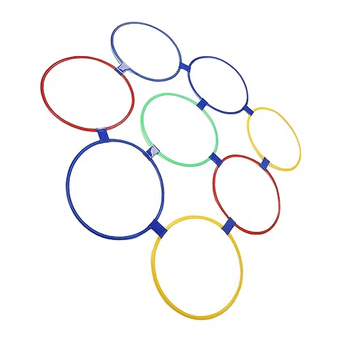 Hopscotch Hoop Hand Foot Coordination Sensory Training Plastic Hoops Pack of 10 Combination with 10 Buckles for Jumping Activities (Extra Large Size)