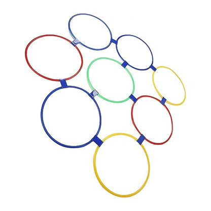Hopscotch Hoop Hand Foot Coordination Sensory Training Plastic Hoops Pack of 10 Combination with 10 Buckles for Jumping Activities (Extra Large Size)
