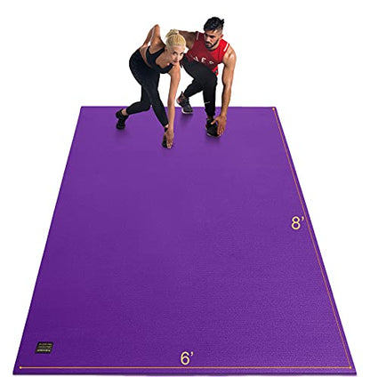GXMMAT Extra Large Exercise Mat 16'x6'/12'x6'/10'x6'/8'x6'(7mm) - color: Purple Grey, size: 6*8 FT