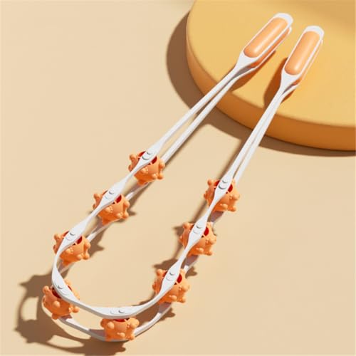 Manual Back Massage Roller Rope, Handheld Massage Ball Roller Anti Cellulite Massage Roller, Fascia Roller Manual Massage Strap for Back Neck Shoulder Waist Leg Muscle Exercise Massage Roller (Orange) - color: Orange