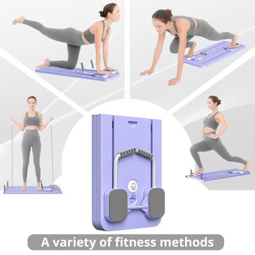 Pilates Board - Pilates Reformer Set, Multi-Purpose Foldable Pilates Reformer Board for Home, 5 in 1 Pilates Sliding Board - color: Purple