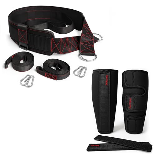 THEFITGUY Sled Pulling Belt & Weightlifting 10mm Shin Guards | Ultimate Combination for Enhanced protection & performance