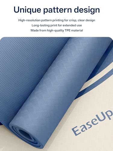 EaseUp Extra Thick Yoga Mat -2/5 inch (10MM), 72.8x31.5" Extra Long-Wide, Professional TPE Non-slip yoga mats for Yoga,Exercise, Workout,Pilates and Fitness, with strap