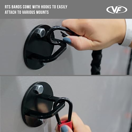 Valor Fitness Resistance Bands - 5lb to 25lbs - Carabiners Attached & 2 Bands per Weight Option with Handles– Sheath Covered - Strength Training New Compact 39" Design - Wall Door Rack Mount Options - color: Black -25 lb Pair