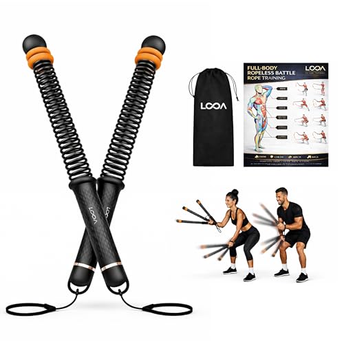 LOOA Ropeless Battle Ropes (2 Pack) Adjustable Weighted Cordless Battle Rope for Home Gym, HIIT & Cardio, Low Impact Workout Equipment, Non Slip Handles, Storage Bag, Training Poster, Men Women