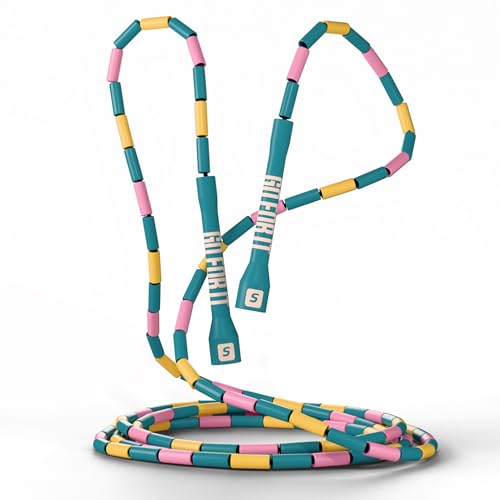 Sportbit Custom-Fit Beaded Jump Rope – Adjustable Length for Kids & Adults, Men & Women – Durable Fitness Rope for Gym & Home - color: Green/Pink/Yellow