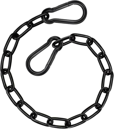 1 Pack Heavy Duty Stainless Steel Chain with 2 Carabiners 25in, 660LB Capacity Hammock Hardware Kit for Punching Bags, Swing Chairs, Indoor & Outdoor Gym (Black) - color: Black, size: 25in×1pcs