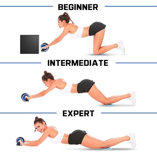 Ab Roller Wheel with Knee Pad Mat,Automatic Rebound Abdominal Wheel Abs Workout Equipment,Home Gym Equipment,No Noise Ab Wheel for Men&Women Abdominal