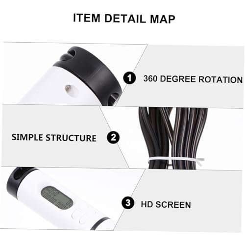 Smart Cordless Jump Rope with Digital Counter, Workout Ropeless Skipping Rope for Indoor Fitness and Weight Loss, 1 Handle with Switch and Steel Wire Ball, Black and White