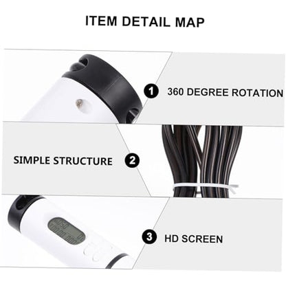 Smart Cordless Jump Rope with Digital Counter, Workout Ropeless Skipping Rope for Indoor Fitness and Weight Loss, 1 Handle with Switch and Steel Wire Ball, Black and White