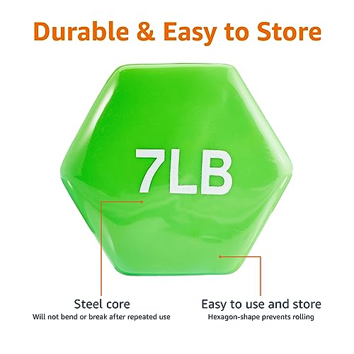 Amazon Basics Vinyl Coated Dumbbell Hand Weights - style: 7 Pounds, Pair