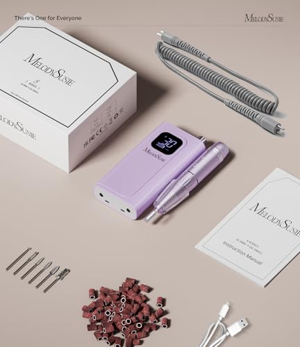 MelodySusie Entry-Level Clip-On Rechargeable Essential Nail Drill, SC300F 30000RPM E-File with LCD Display for All Manicure Shaping & Gel Removal,Ideal for Training,Nail Art Practice & Home Use,Purple - color: Purple