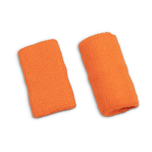US Glove Sweat Bands for Wrists, Sports Wristbands for Men & Women, Athletic Hand Bands for Tennis, Gymnastics, Basketball, Volleyball, Baseball, Football or Gym Sport, 2-pc Cotton Arm Sweatbands 4.5" - color: Neon Orange, size: 4.5 inch