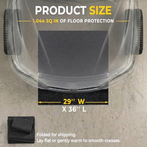 Oil Spill Mat - Garage Floor Mat, Absorbent Oil Pad, Premium Maintenance Mat, Waterproof, Contain Liquid, Protect Garage Surface from Spill & Stain, Reusable, Washable, Durable, Black, 29”x36”
