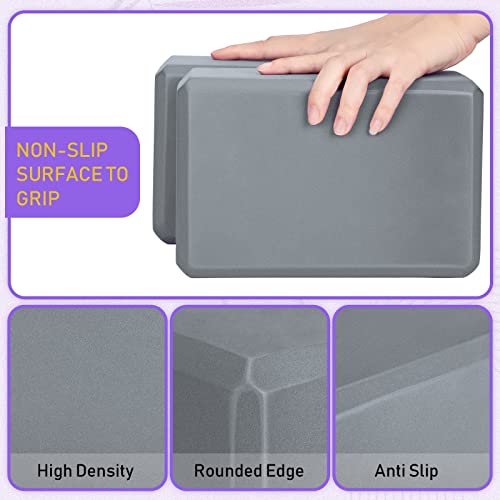 Wettarn 6 Pack Yoga Blocks 9 x 6 x 4 Inch EVA Foam Lightweight Non Slip Yoga Props for Pilates Stretching Meditation
