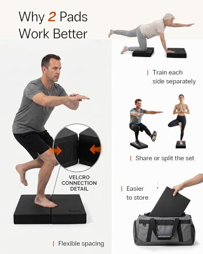 StrongTek 2-in-1 Foam Balance Pad and Kneeling Pad, 15.8 or 19 in Sizes - color: XL-BLACK