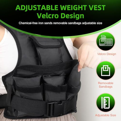 Adjustable Weighted Vest for Women, Customizable 0-18 lbs Strength Training Vest with 10 Removable Sandbag, Breathable Design, Reflective Safety Strips for Running, Hiking, and Fitness - size: 0-18 lb