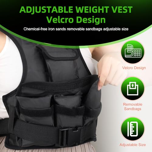 Adjustable Weighted Vest for Women, Customizable 0-18 lbs Strength Training Vest with 10 Removable Sandbag, Breathable Design, Reflective Safety Strips for Running, Hiking, and Fitness - size: 0-12 lb