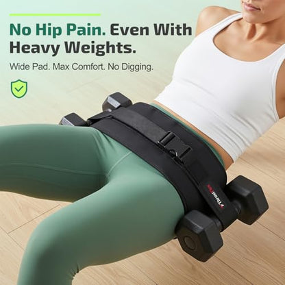 Hip Thrust Belt for Dumbbells, Kettlebells & Plates – ThrustFlex Booty Belt for Hip Thrust with Anti-Slip Neoprene Pad, Adjustable Glute Bridge Belt for Heavy Home Gym Workouts, Supports 400 lbs