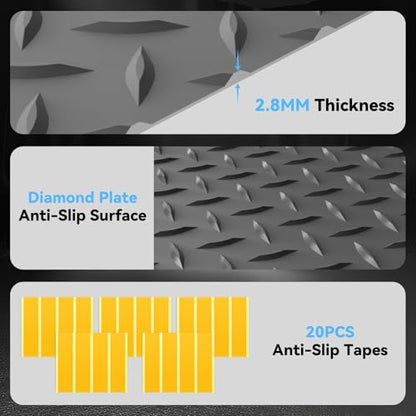 4x20 FT Garage Floor Mat, 2.8mm Thickened Diamond Plate - color: Gray, size: 4x20 FT