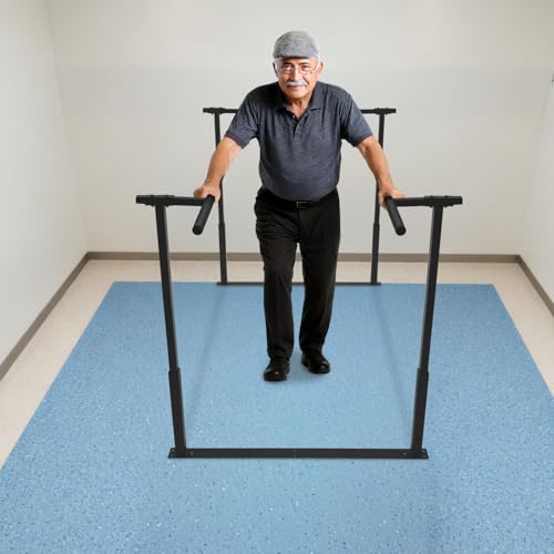 Physical Therapy Parallel Bars - 7FT/213cm Walking Assist Bars with Adjustable Height and Width, Home Gym Parallel Bars Workout Dip Stnads for Strength Training Fitness - color: Black