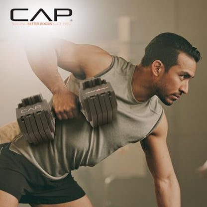 CAP ADJUSTABELL Adjustable Dumbbell Weights - Singles & Pairs | 12.5 lb, 25 lb & 55 lb | Multiple Handle Options - size: 55 lb - Black Handle, style: Pair