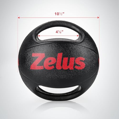 ZELUS Medicine Ball with Dual Grip| 10/20 lbs Exercise Ball |Weight Ball with Handles| Textured Grip Exercise Ball |Strength Training| Core Workouts