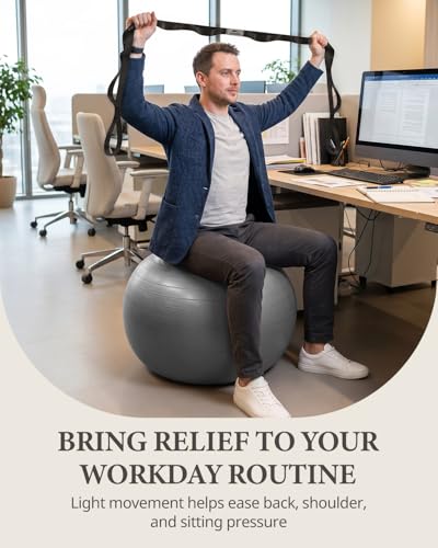 Trideer Exercise Ball, Stability Yoga Ball for Physical Therapy, Active Sitting, Pregnancy & Birth Labor Prep, Core Strength, Balance Training, Posture Improvement and Daily Stretching, 55/65/75cm
