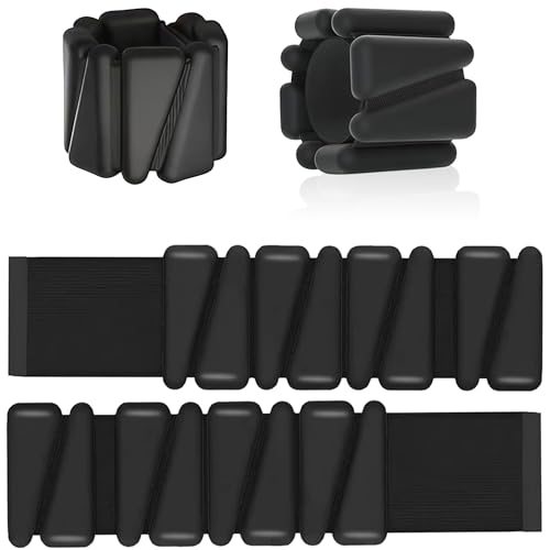 Ankle Weights 2 lb Set for Women & Men - Adjustable Wrist/Leg Weights with Soft Neoprene & Metal D-Ring, Sweat-Proof for Walking Running Pilates HIIT At Home Workout - color: Black