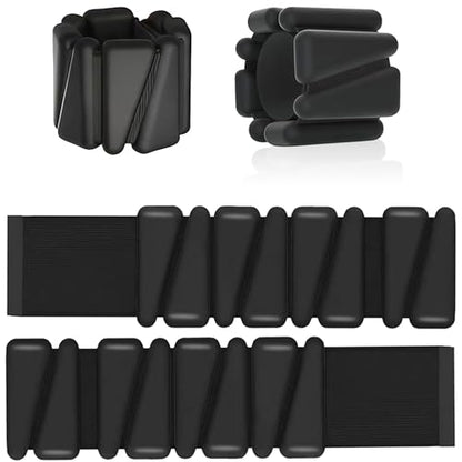Ankle Weights 2 lb Set for Women & Men - Adjustable Wrist/Leg Weights with Soft Neoprene & Metal D-Ring, Sweat-Proof for Walking Running Pilates HIIT At Home Workout - color: Black
