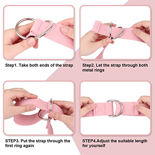 Muka Custom Yoga Stretch Strap, Embroidery & Heat Transfer Cotton Workout Belt with Adjustable D-Ring Buckle - color: Cream, size: 6ft