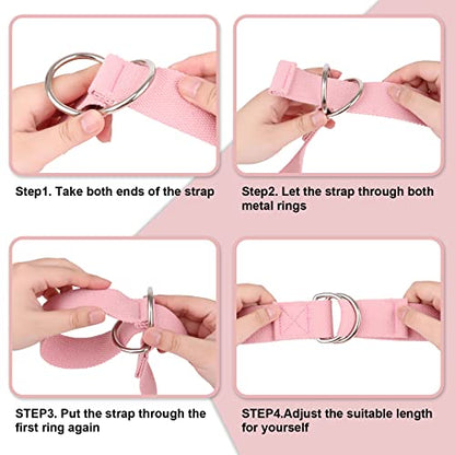 Muka Custom Yoga Stretch Strap, Embroidery & Heat Transfer Cotton Workout Belt with Adjustable D-Ring Buckle - color: Brown, size: 6ft