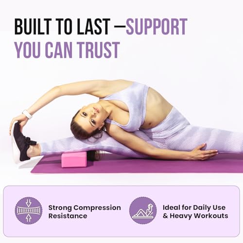 Live Well Pink Yoga Block - EVA Foam Yoga Brick for Support, Stretching, & Alignment - Yoga Accessories for Home & Studio - 3x6x9 inches
