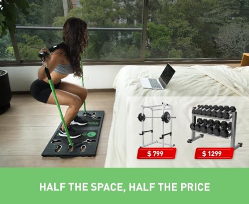 Home Gym 2.0 - Full Portable Gym Home Workout Package, Includes 1 Set of Resistance Bands (2) - Collapsible Resistance Bar, 2 Handles + More - Full Body Workouts for Home, Travel or Outside