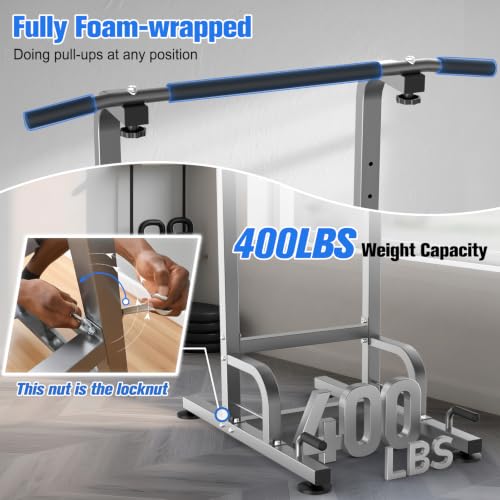RELIFE REBUILD YOUR LIFE Pull Up Bar Free Standing Power Tower for Home Gym - color: Silver