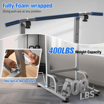 RELIFE REBUILD YOUR LIFE Pull Up Bar Free Standing Power Tower for Home Gym - color: Silver