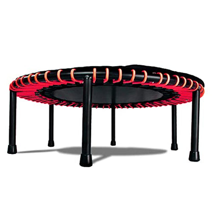 LEAPS & REBOUNDS 48" Adjustable Stability Bar Attachment with 48" Mini Fitness Trampoline and Home Gym Rebounder for Cardio Exercises, Red