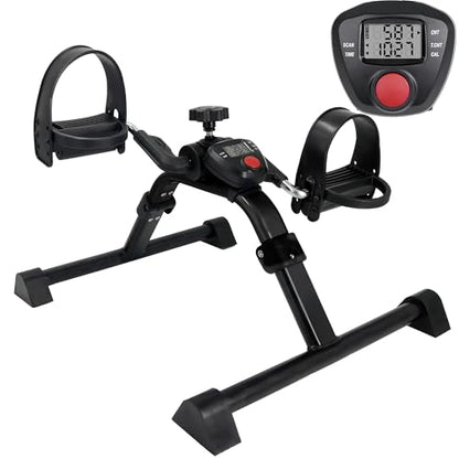 Vaunn Under Desk Bike Pedal Exerciser Ergometer with LCD Display – Mini Pedal Exerciser for Arm & Leg Workout, Folding Desk Cycle for Home Office, Physical Therapy & Low Impact Cardio - style: Mystic Black