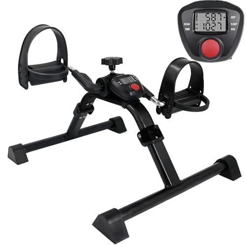 Vaunn Under Desk Bike Pedal Exerciser Ergometer with LCD Display – Mini Pedal Exerciser for Arm & Leg Workout, Folding Desk Cycle for Home Office, Physical Therapy & Low Impact Cardio - style: Mystic Black