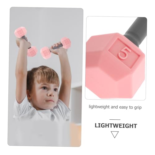 Totority Mini Dumbbells for Kids 2pcs Silicone Hand Weights, 0.4lb Pink Toddler Exercise Toys, Home Gym Equipment, 4.52 * 1.69 * 1.49inch, for Children, Kindergarten Sports