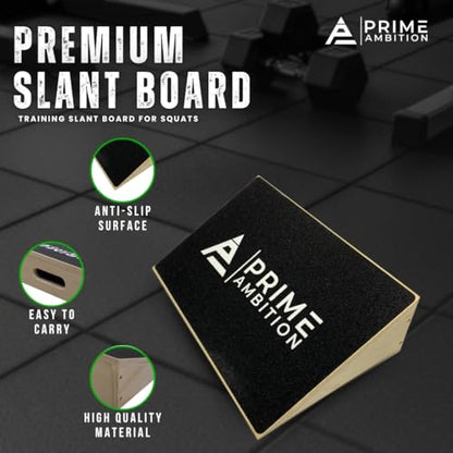 Premium Knees Over Toes Slant Board for Calf Stretching - Athletic Performance, Training Slant Board for Squats - Slanted Squat Board Non-Slip Surface - 25 Degree Incline, 1000 Lbs Weight Capacity