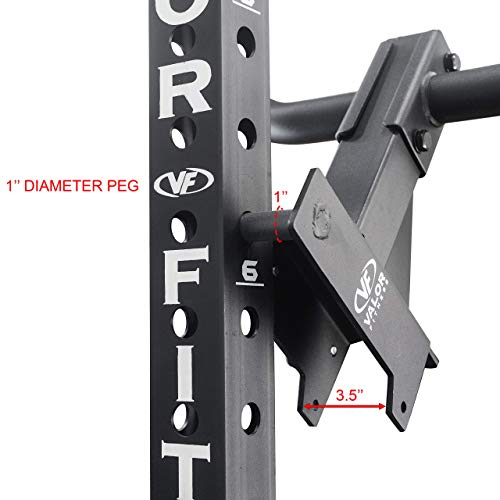 Valor Fitness Power Rack Dip Handle Attachments with Multiple Fits - Options Compatible with 2" & 2.5" Uprights and 3" Rigs with 1" Hole - Strength Training Accessory - size: 3" x 3" Frame
