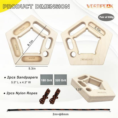 Portable Hangboard Rock Climbing, 2 Pack Lightweight Wooden Climbing Fingerboard for Bouldering, Finger Strength, Arm Workout and Pull-up Training
