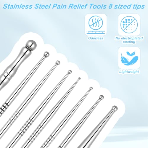 4 Pieces Facial Reflexology Massage Tool Stainless Steel Manual Pen Dual Head Facial Reflexology Tools Portable Massage Tool for Deep Tissue Face Body Muscle Relax