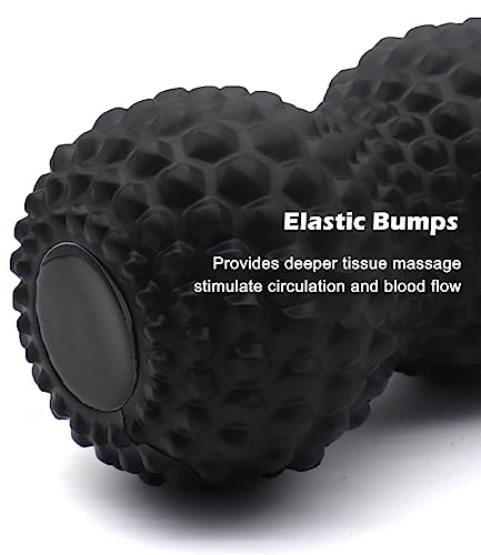 KITWILD Peanut Massage Ball, Double Lacrosse Massage Roller Ball for Deep Tissue Muscle Massage, Physical Therapy, Myofascial Release, Muscle Knots, and Yoga Therapy (Black) - color: Black